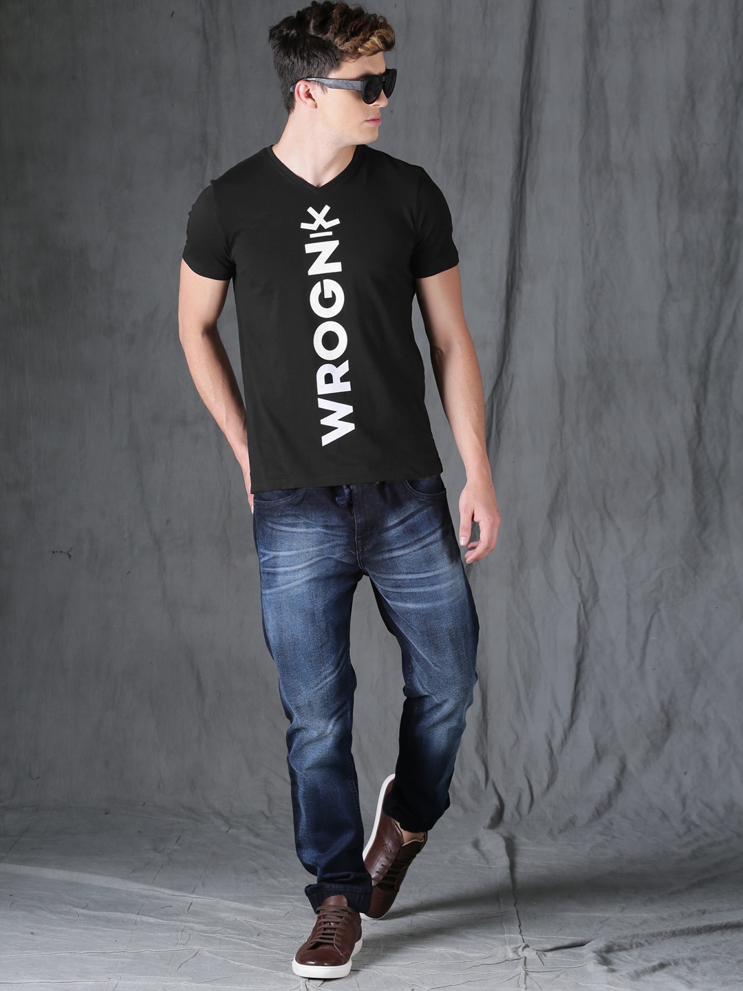 

WROGN Men Black Printed T-shirt