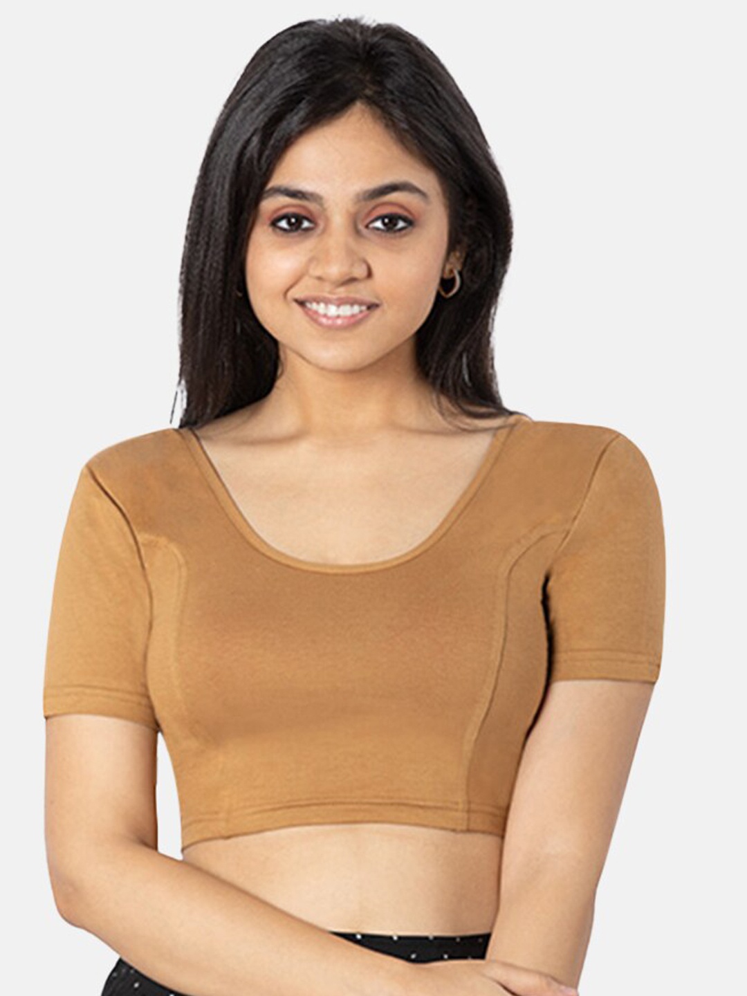 

NAIDU HALL Knitted Cotton Saree Blouse, Beige