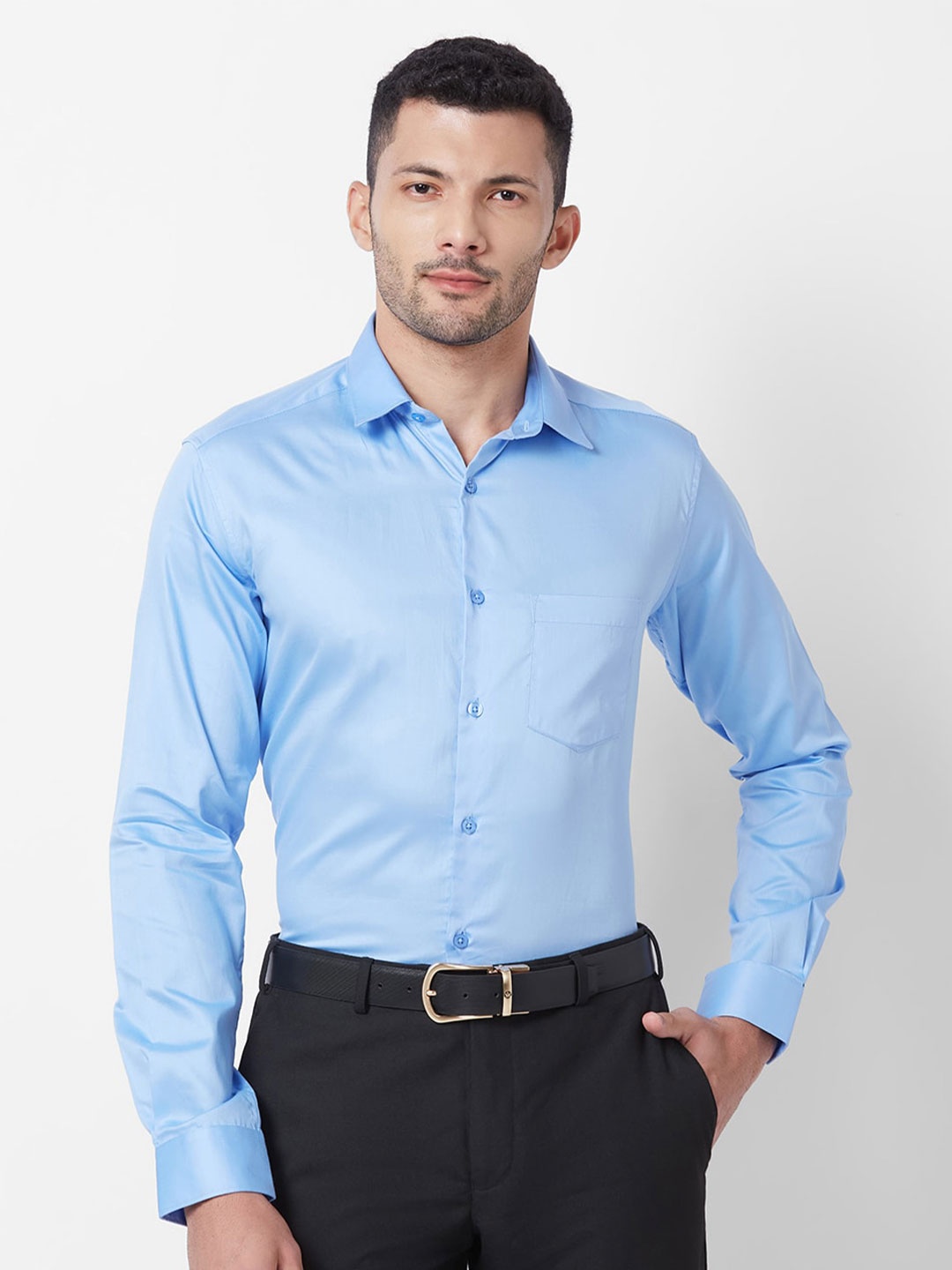 

Kenneth Cole Premium Slim Fit Opaque Pure Cotton Formal Shirt, Blue