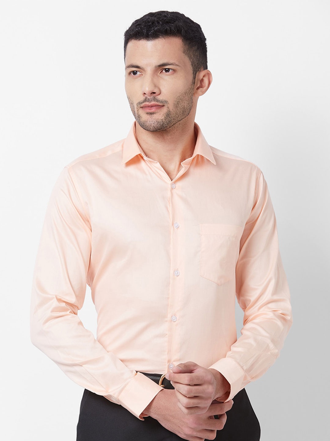 

Kenneth Cole Premium Slim Fit Opaque Pure Cotton Formal Shirt, Peach