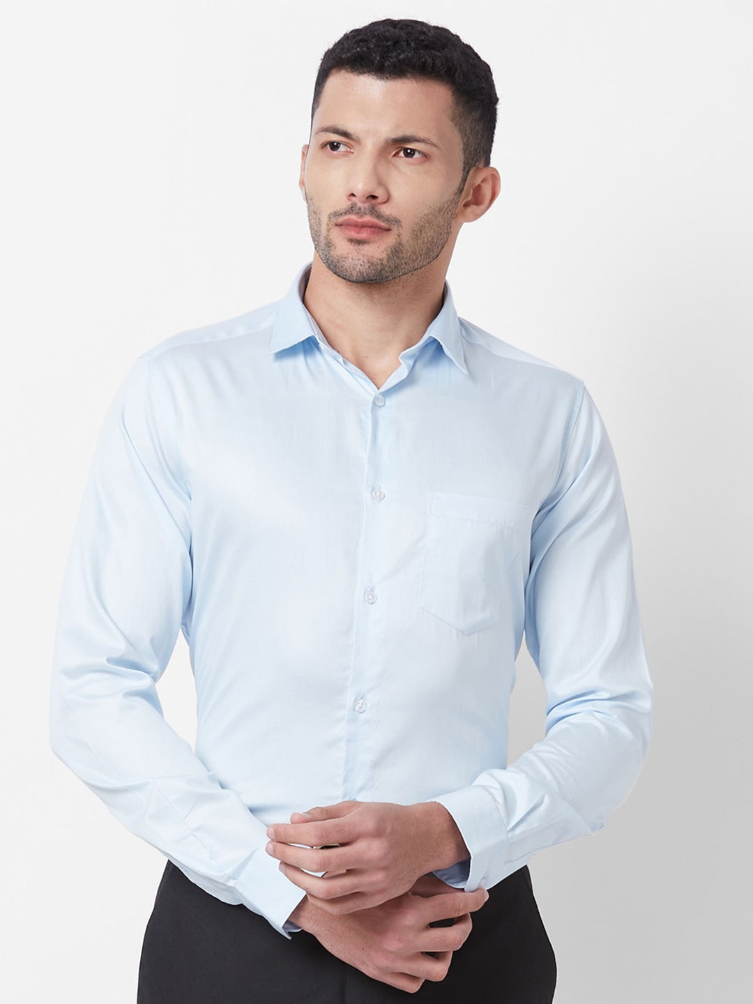 

Kenneth Cole Premium Slim Fit Opaque Pure Cotton Formal Shirt, Blue
