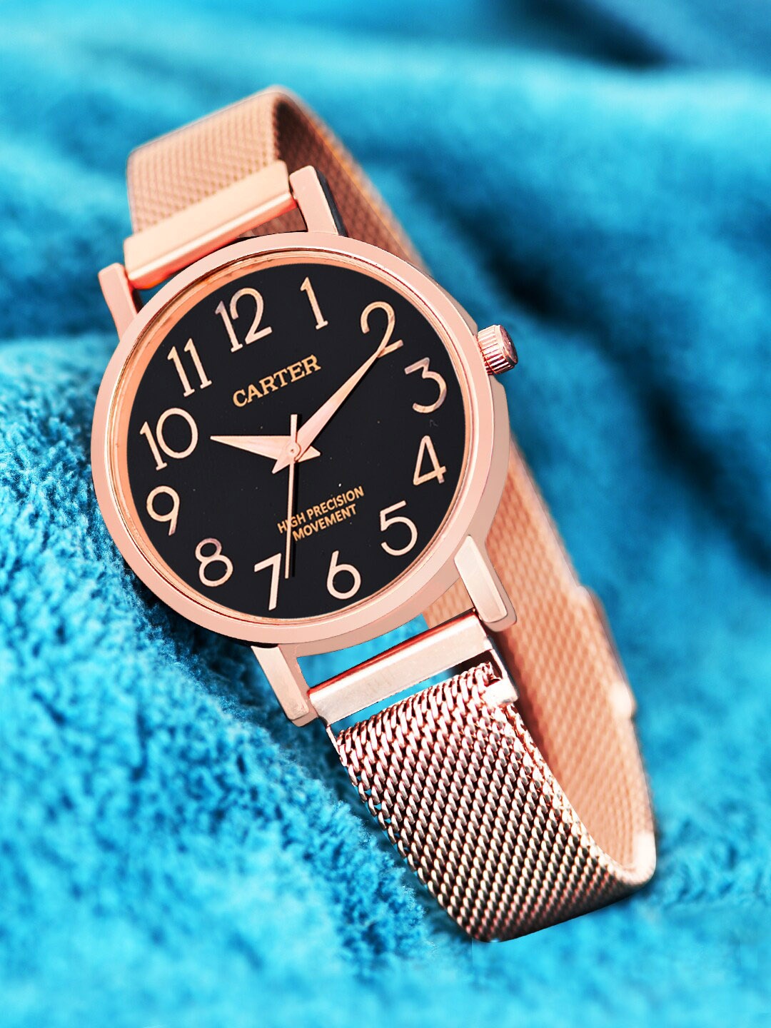 

Sandy D Carter Women Printed Dial & Metal Straps Analogue Watch Sandy D Carter-74-RG-BK, Rose gold