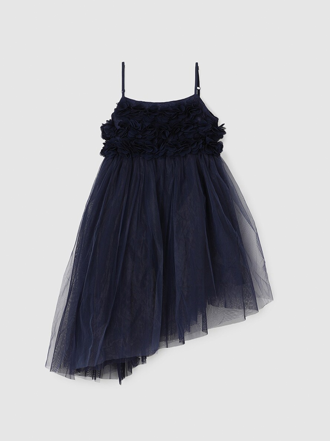 

max Girls Embellished Corsage Detail Fit and Flare Dress, Navy blue