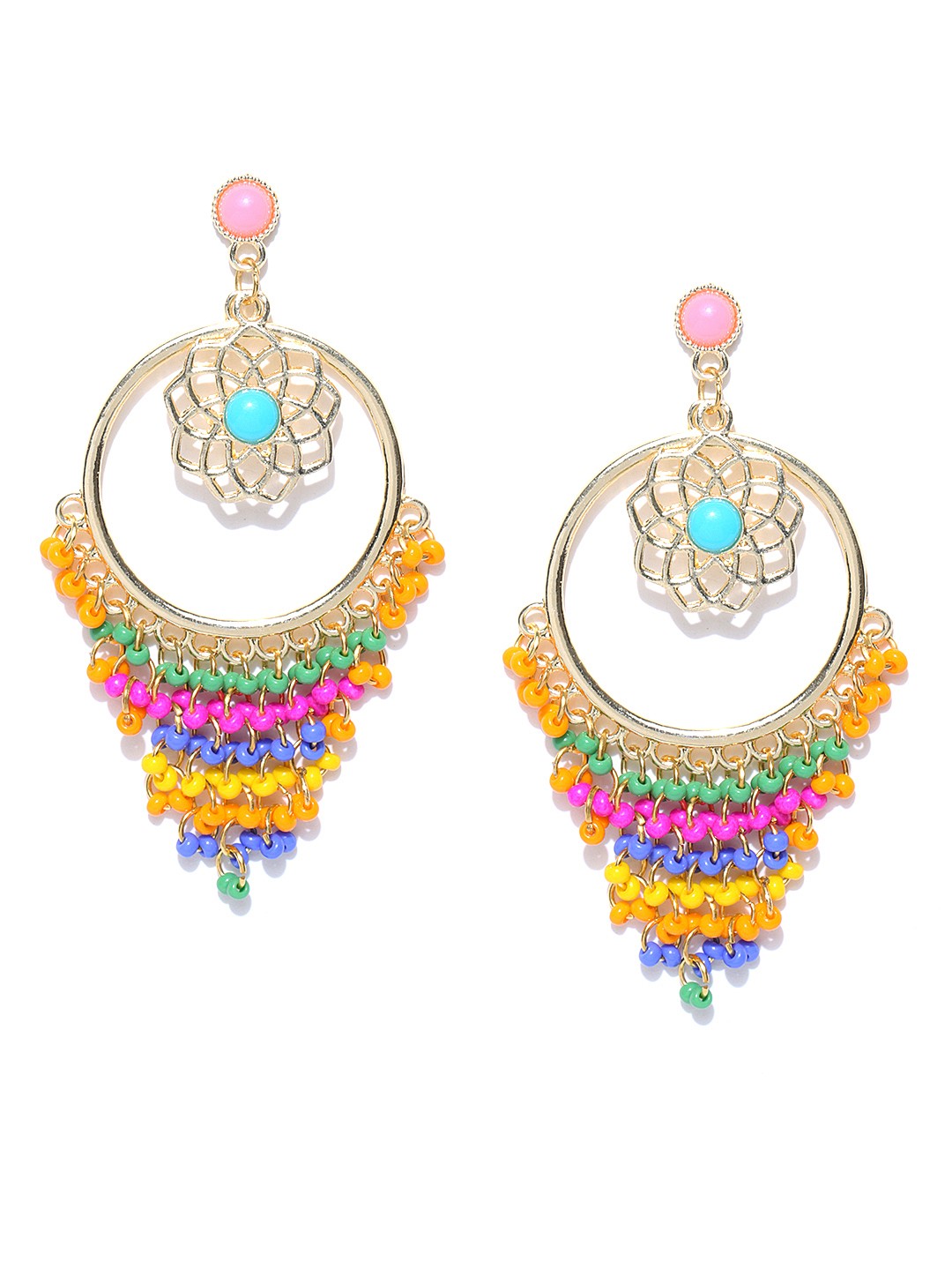 

Crunchy Fashion Multicoloured Circular Drop Earrings, Multi