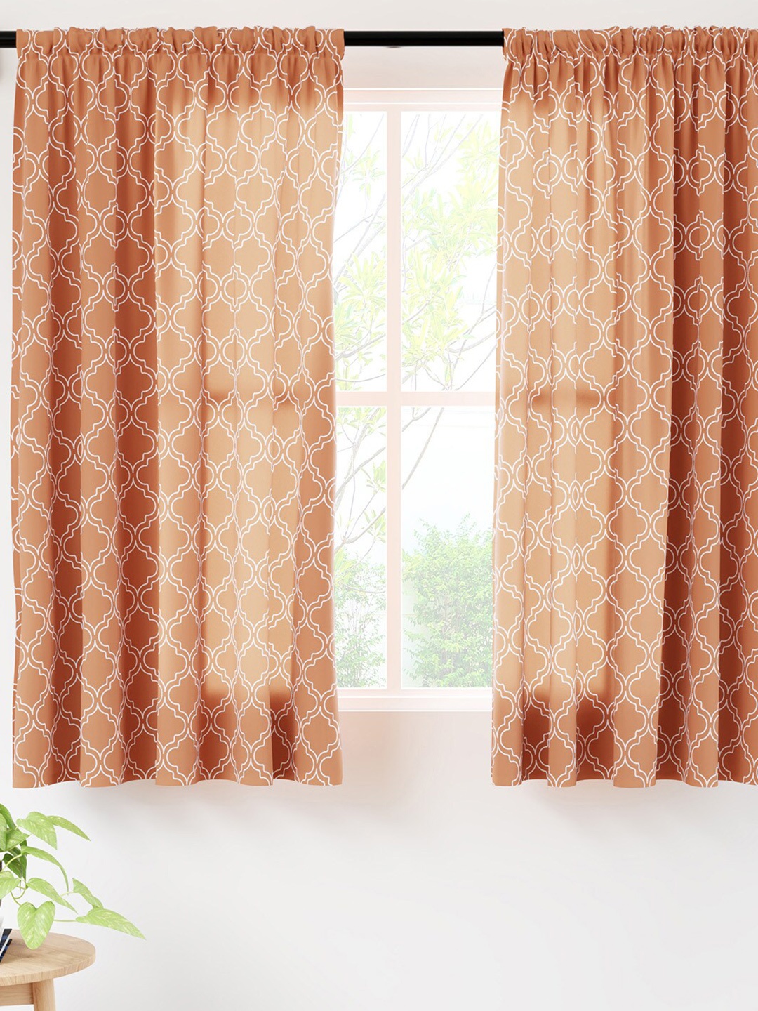 

Encasa Homes Copper-Toned & White 2 Pieces Ethnic Motifs Window Curtains