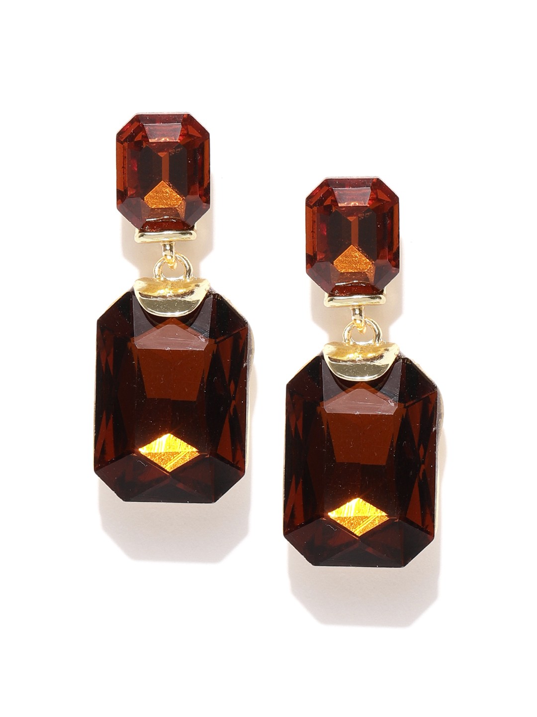 

Crunchy Fashion Brown Gold-Plated Geometric Drop Earrings