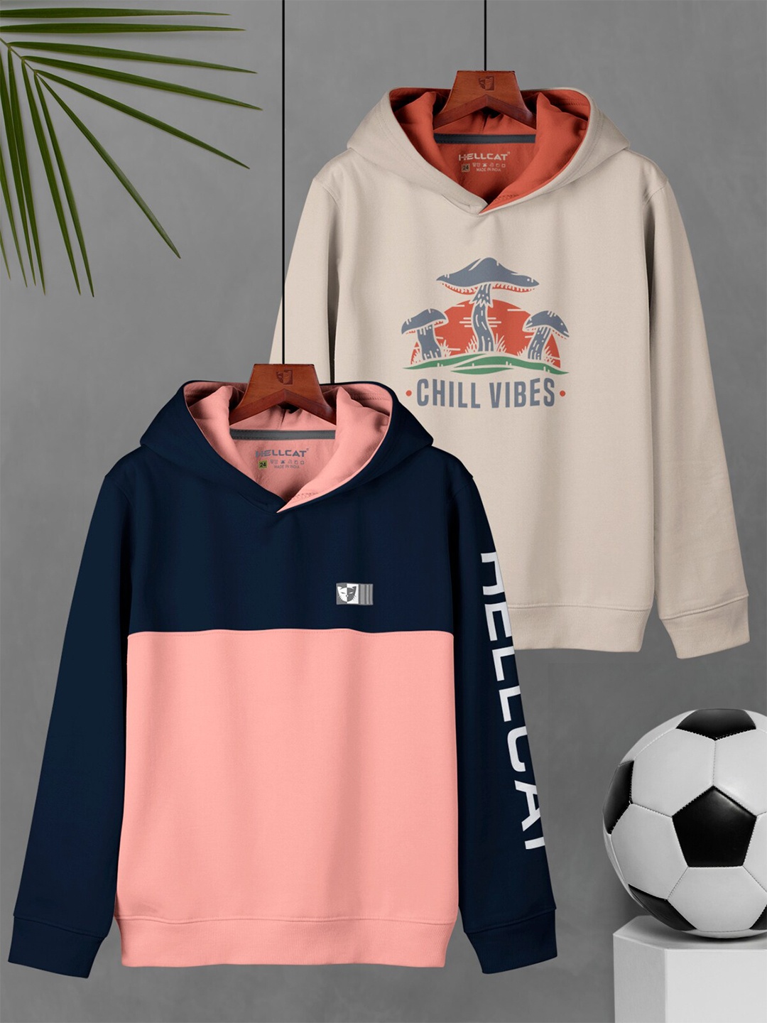 

HELLCAT Boys Pack Of 2 Printed Hooded Sweatshirt, Navy blue