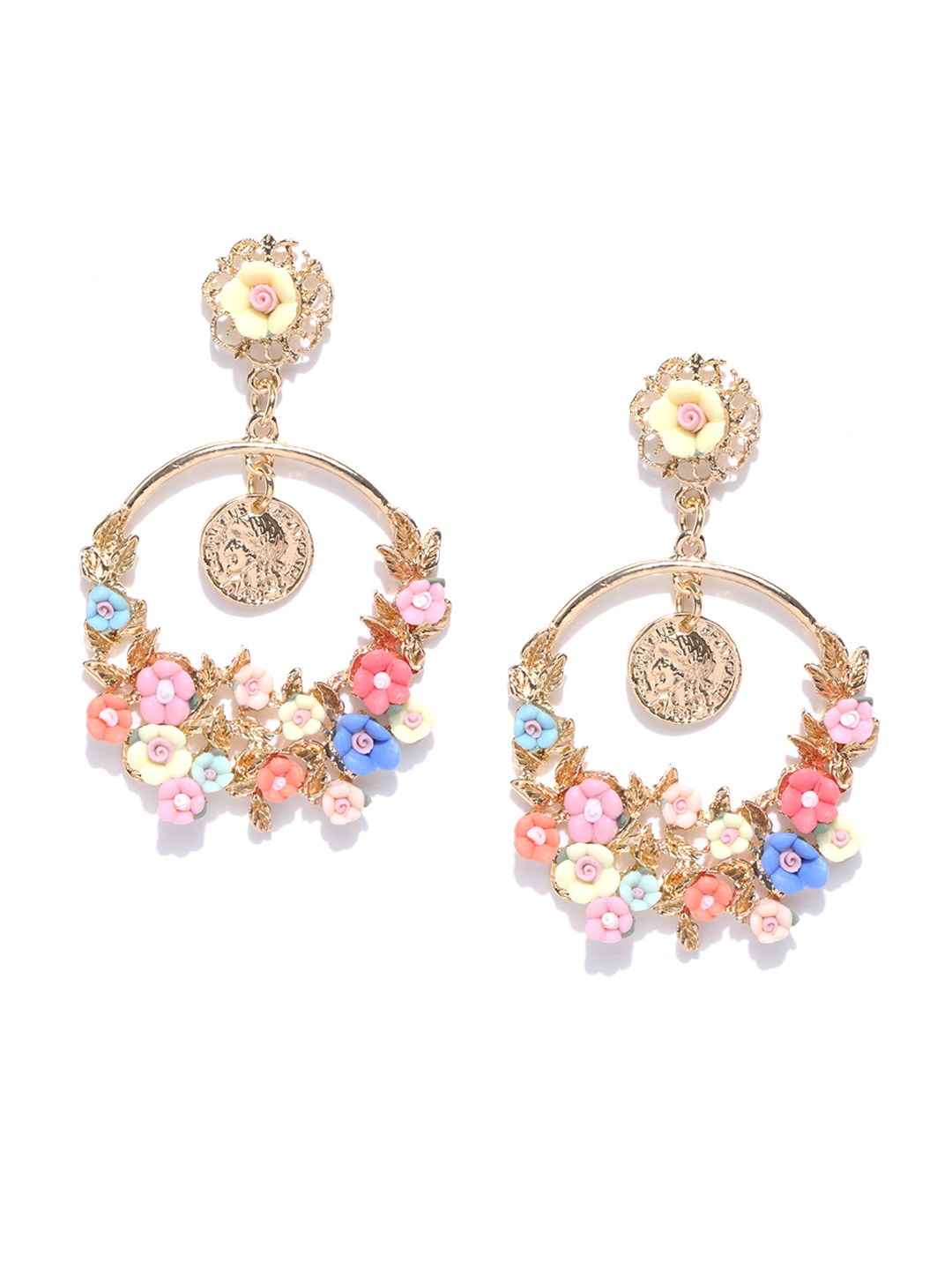 

Crunchy Fashion Multicoloured Floral Drop Earrings, Multi