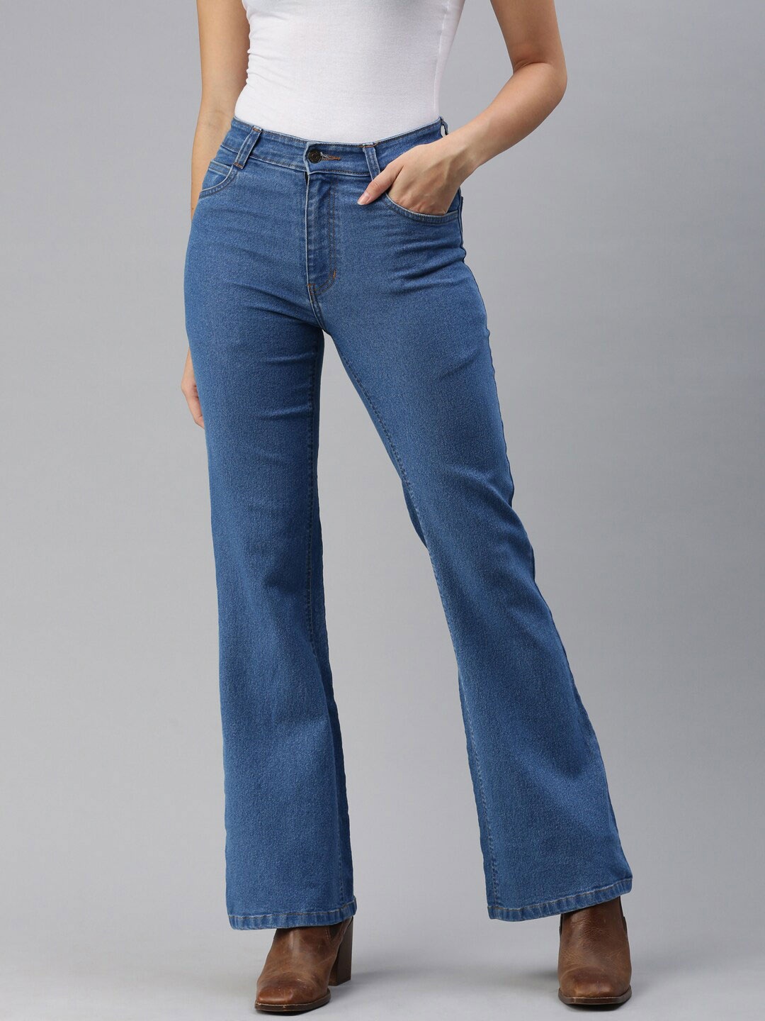 

De Moza Women Bootcut Mid-Rise Jeans, Blue