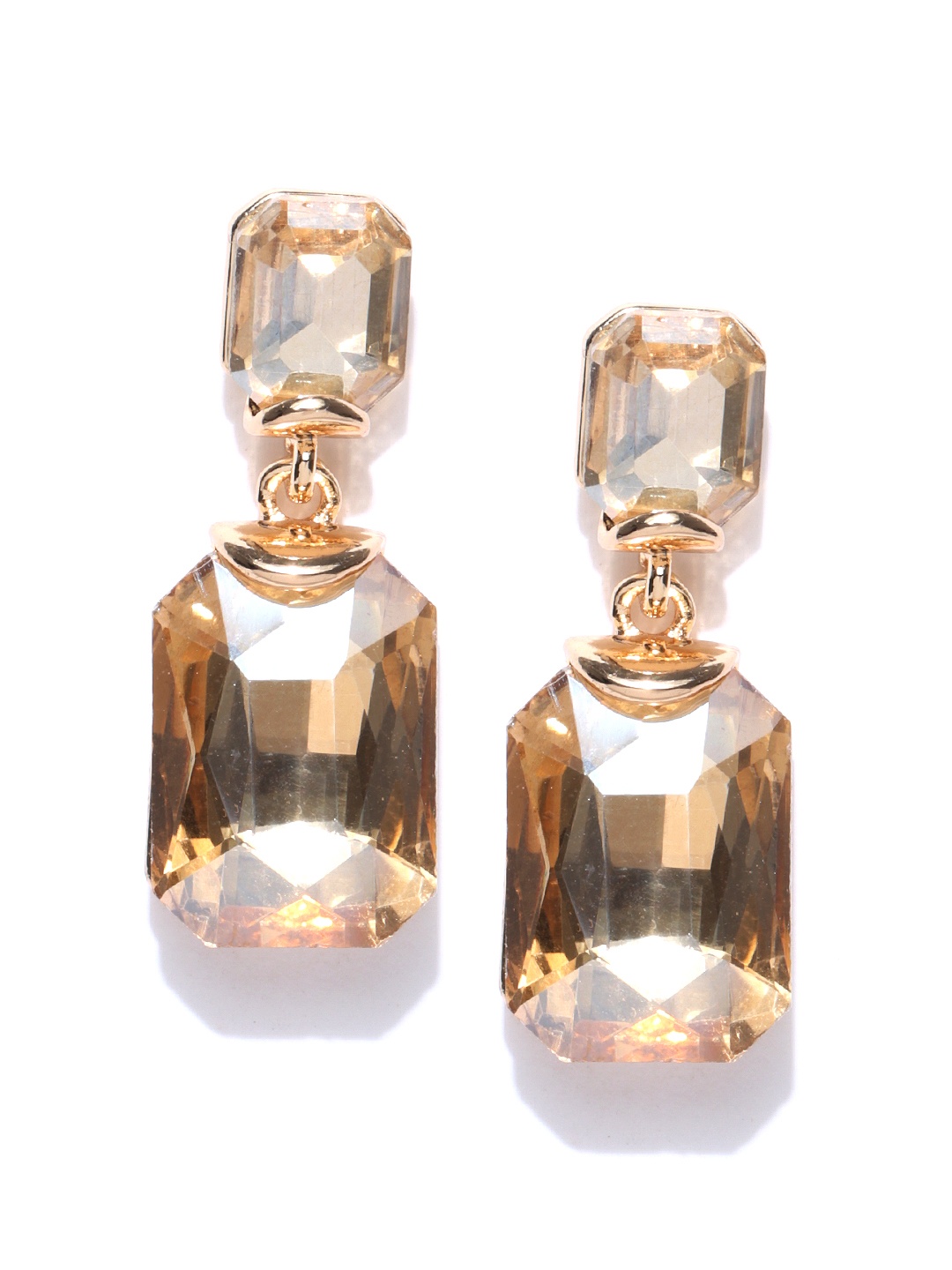 

Crunchy Fashion Gold-Plated Stone-Studded Contemporary Drop Earrings