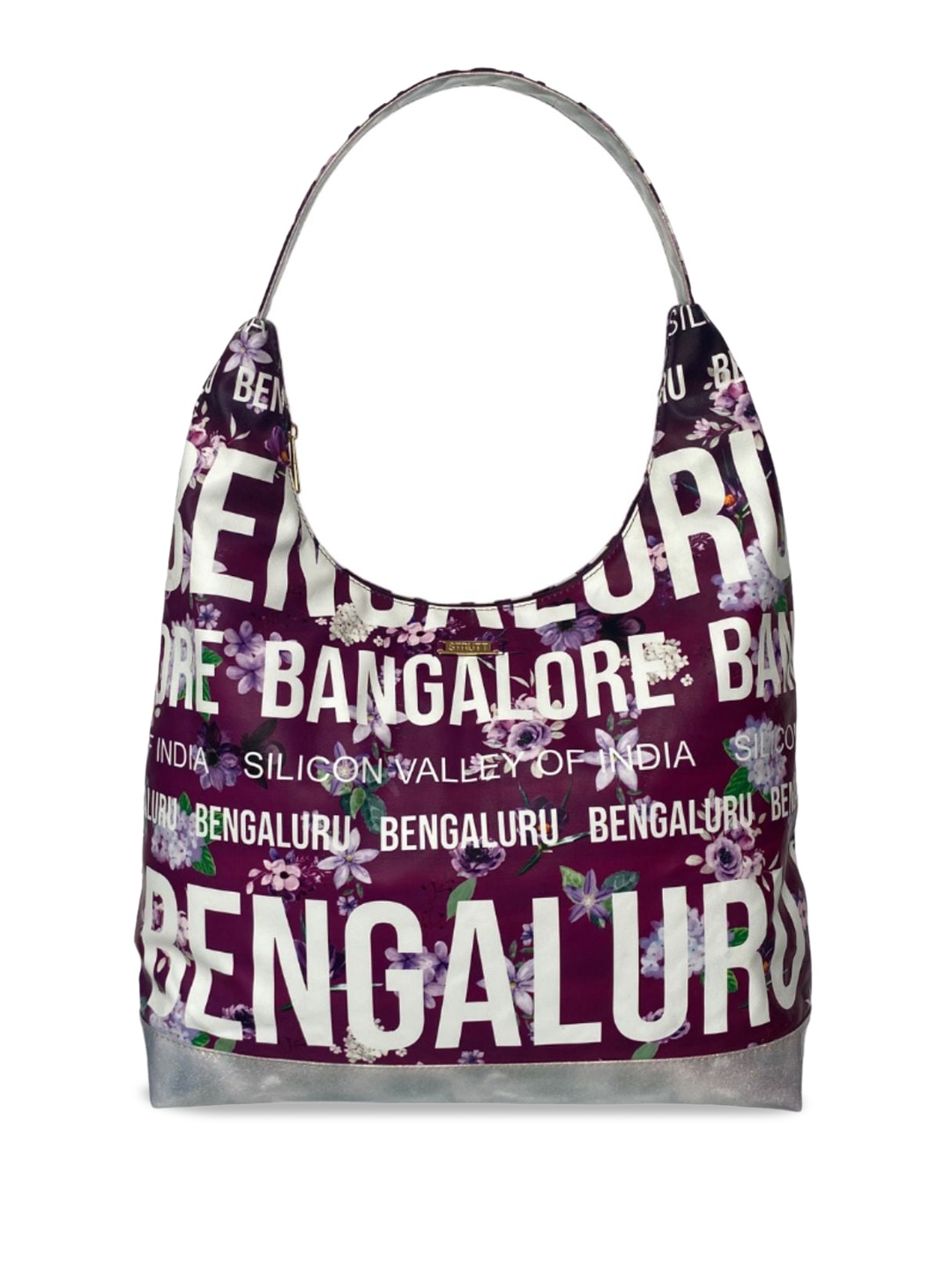

STRUTT Typography Printed Oversized Shopper Handheld Bag, Purple
