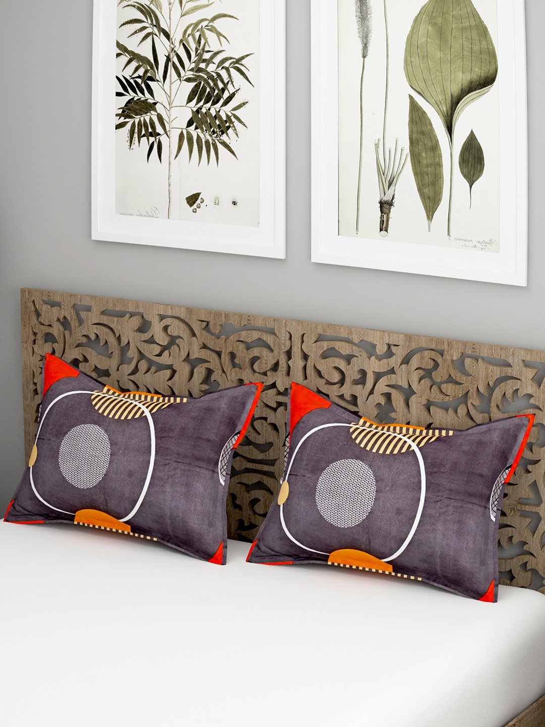 

Salona Bichona Relex Grey 2 Pieces Printed 144 TC Pillow Covers
