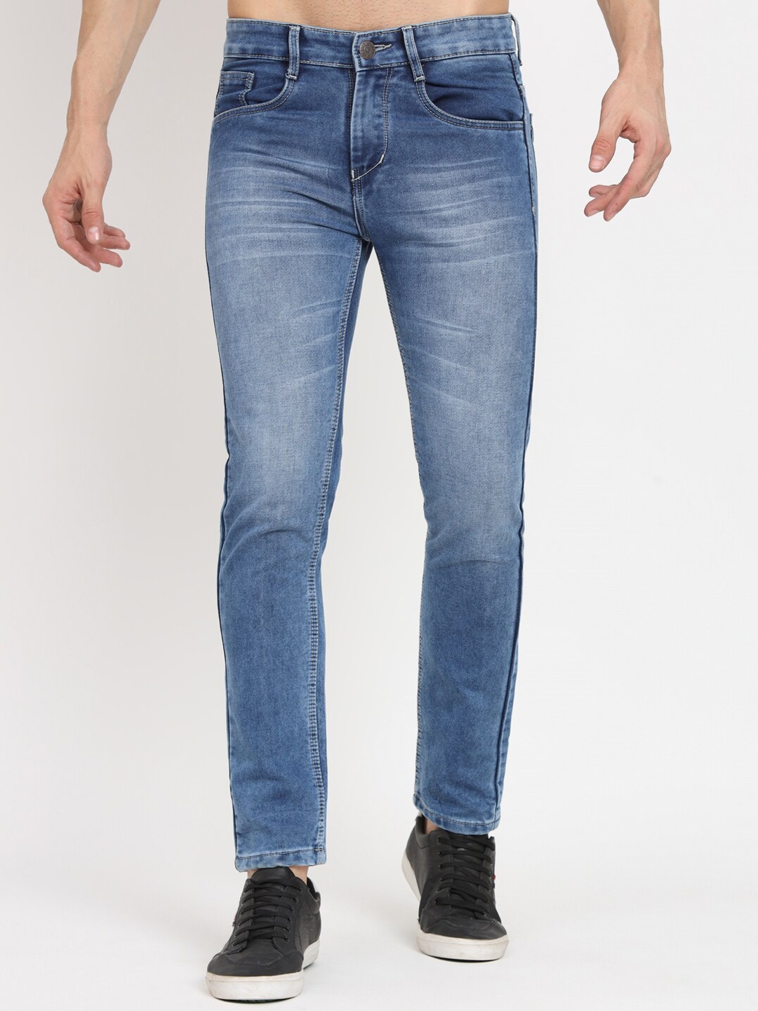 

RAGZO Men Slim Fit Low-Rise Clean Look Heavy Fade Stretchable Jeans, Blue