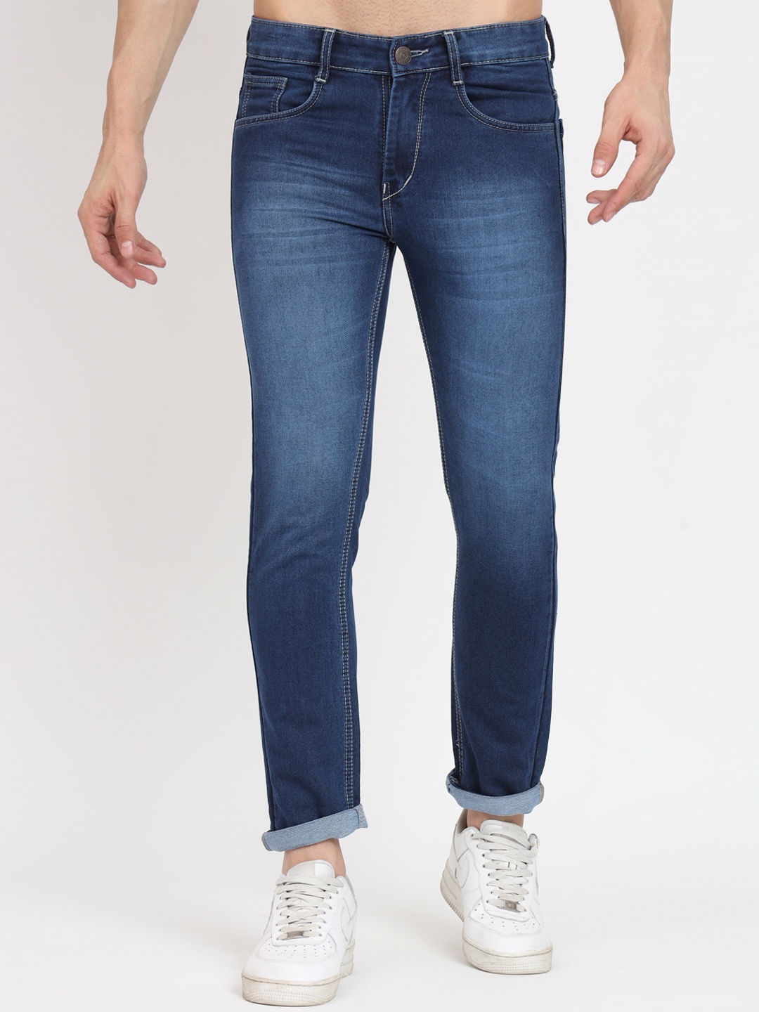 

RAGZO Men Blue Slim Fit Low-Rise Heavy Fade Clean Look Stretchable Jeans