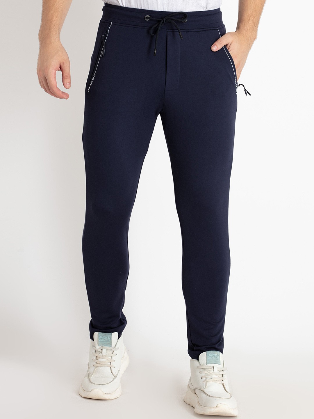 

Status Quo Men Mid Rise Track Pants, Navy blue