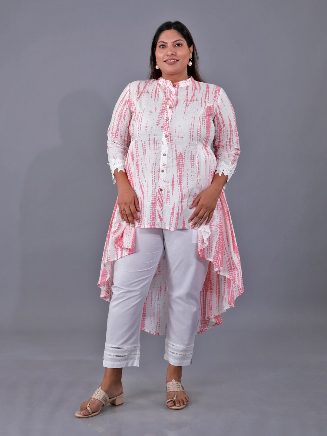 

Fabnest Curve Plus Size Tie & Dye Printed Cotton Tunic, Pink