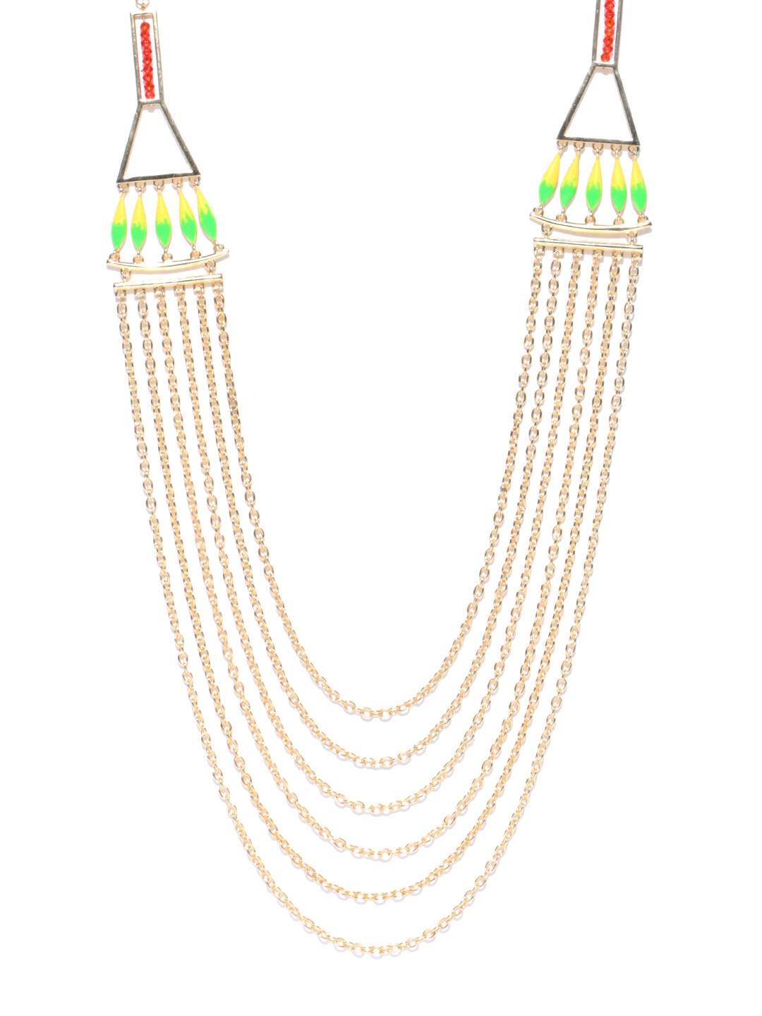 

Crunchy Fashion Gold-Toned & Green Layered Necklace