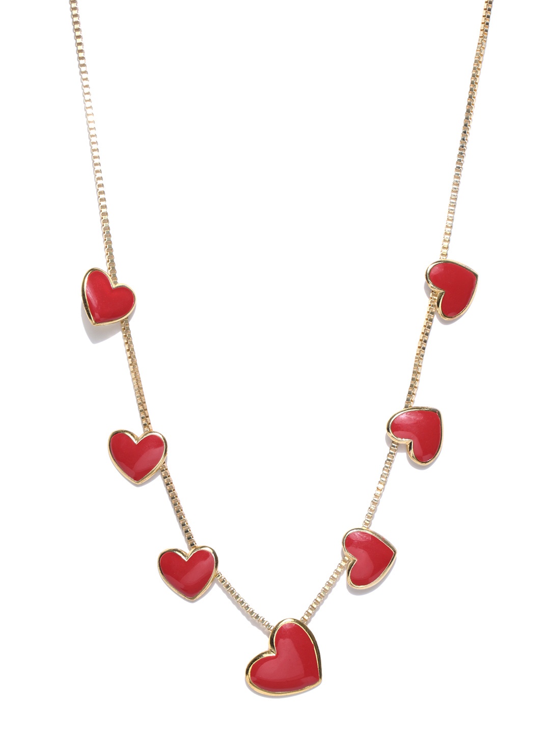 

Crunchy Fashion Gold-Toned & Red Heart-Shaped Necklace