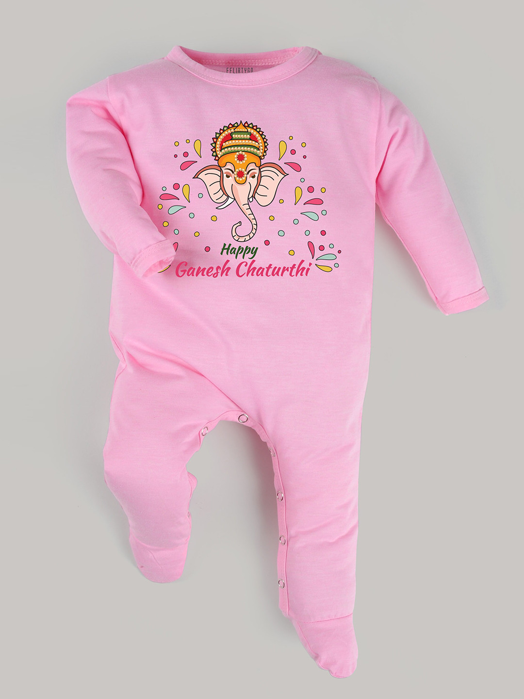 

FFLIRTYGO Infants Ganesh Chaturthi Special Sleepsuit, Pink