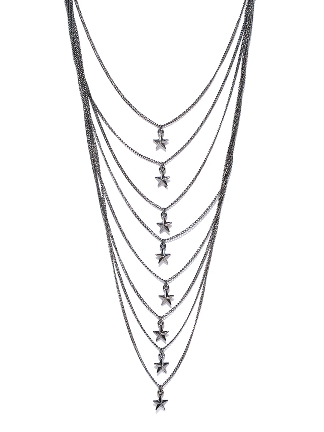 

Crunchy Fashion Silver-Toned Metal Layered Necklace