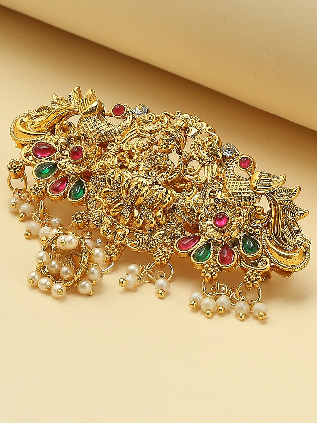 

OOMPH Ethnic Laxmi Beaded French Barrette, Gold