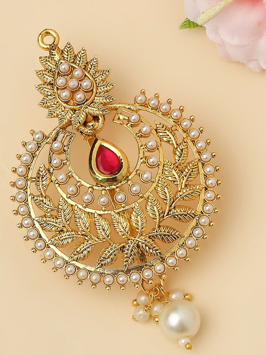 

OOMPH Kundan Studded & Beaded Bun Pin, Gold
