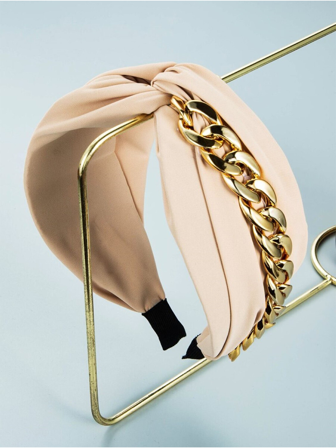 

OOMPH Embellished Chain Knotted Hairband, Beige