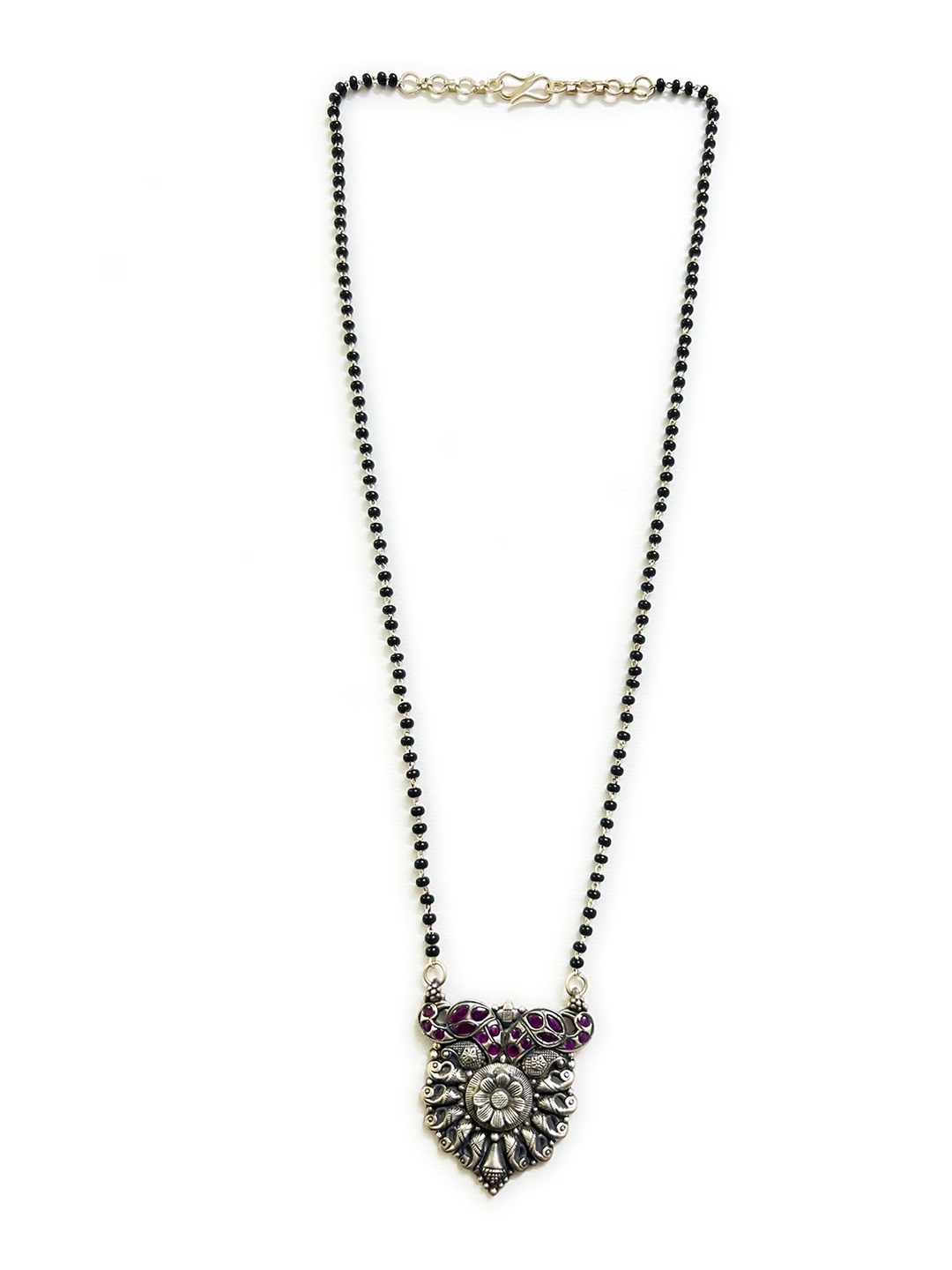 

Arte Jewels 925 Sterling Silver Cubic Zirconia Studded & Beaded Mangalsutra