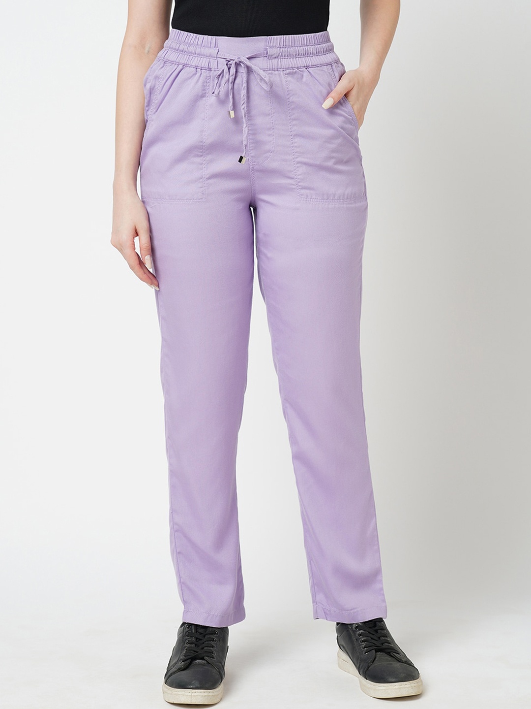 

Kraus Jeans Women Loose Fit Smart High-Rise Trousers, Purple