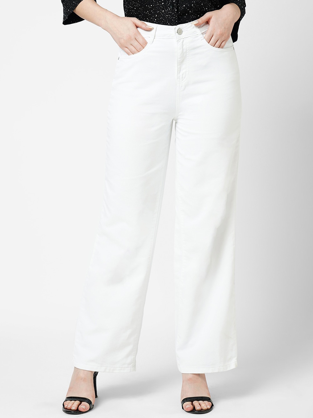 

Kraus Jeans Women Wide Leg High-Rise Clean Look Stretchable Jeans, White
