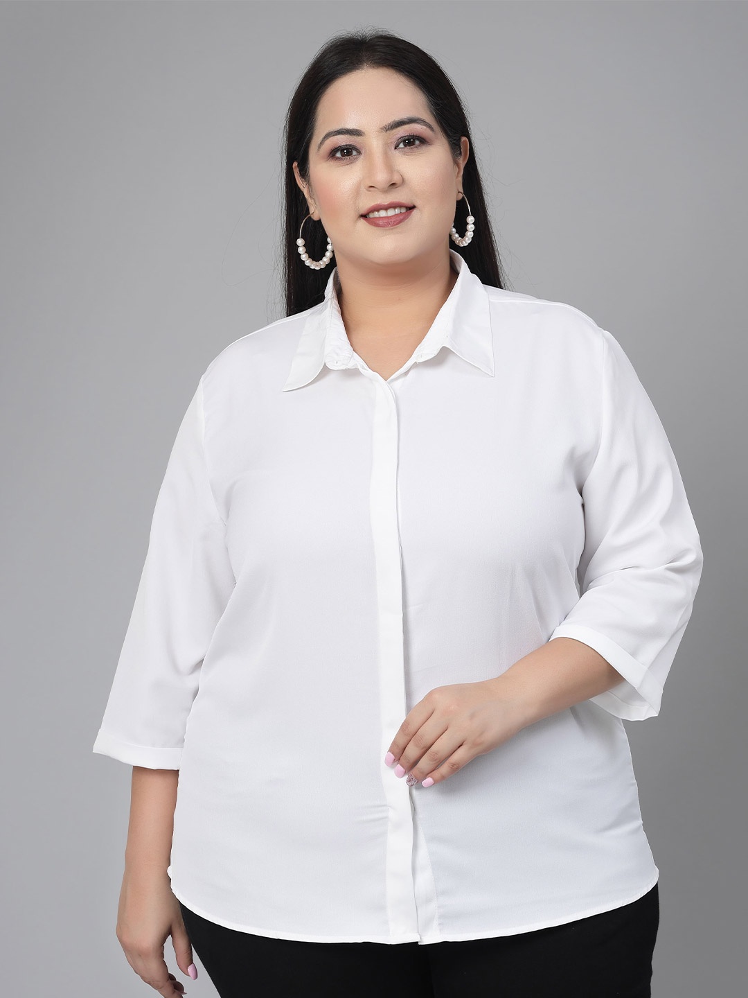 

Style Quotient Plus Size Smart Spread Collar Formal Shirt, White