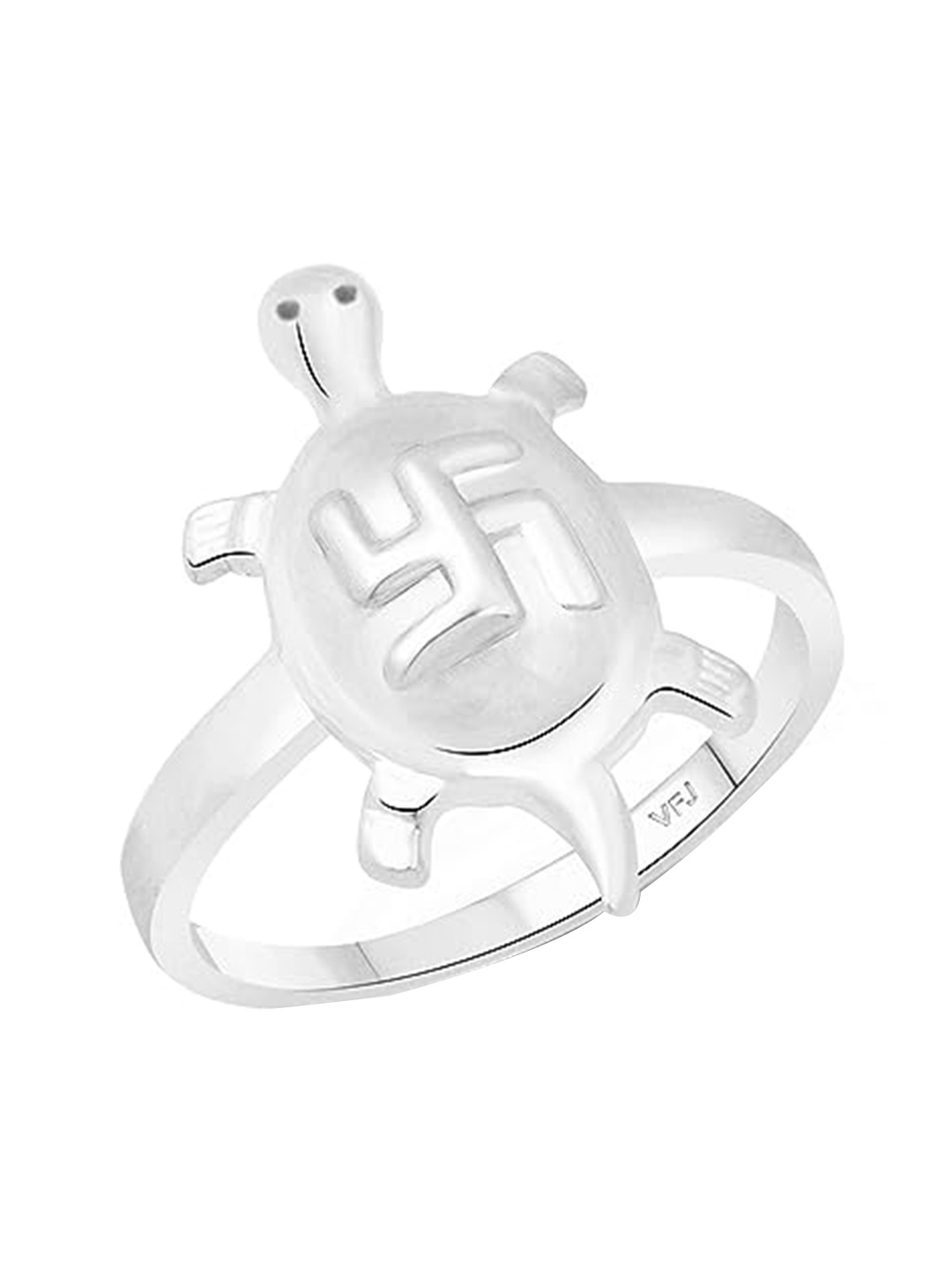 

Vighnaharta Rhodium-Plated Swastik Tortoise Finger Ring, Silver