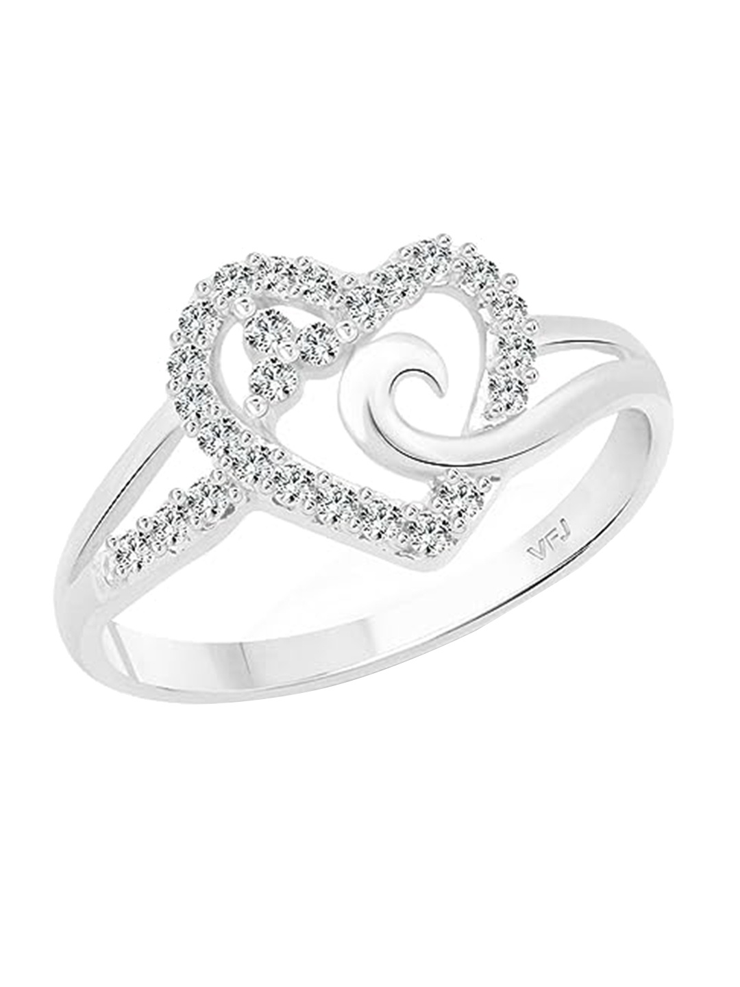 

Vighnaharta Rhodium-Plated CZ-Studded Finger Ring, Silver