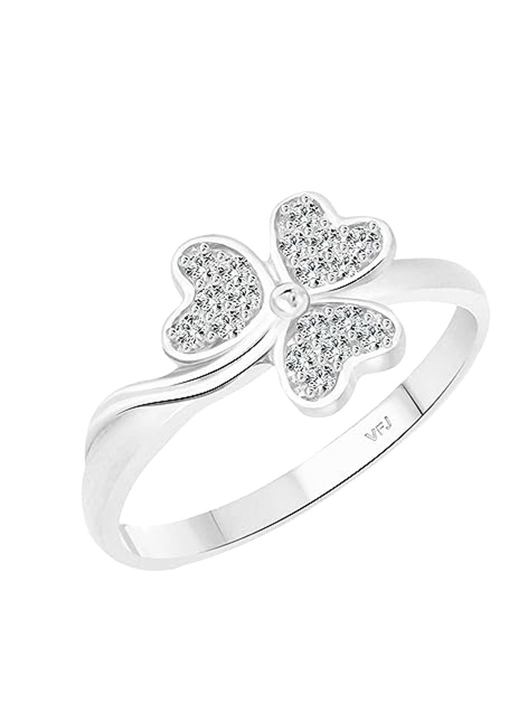 

Vighnaharta Rhodium-Plated CZ-Studded Finger Ring, Silver