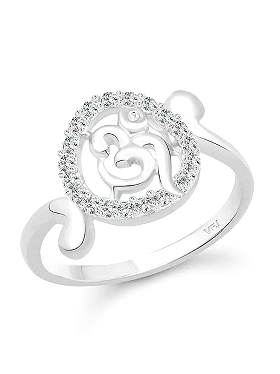 

Vighnaharta Rhodium-Plated Cubic Zirconia Studded Finger Ring, Silver