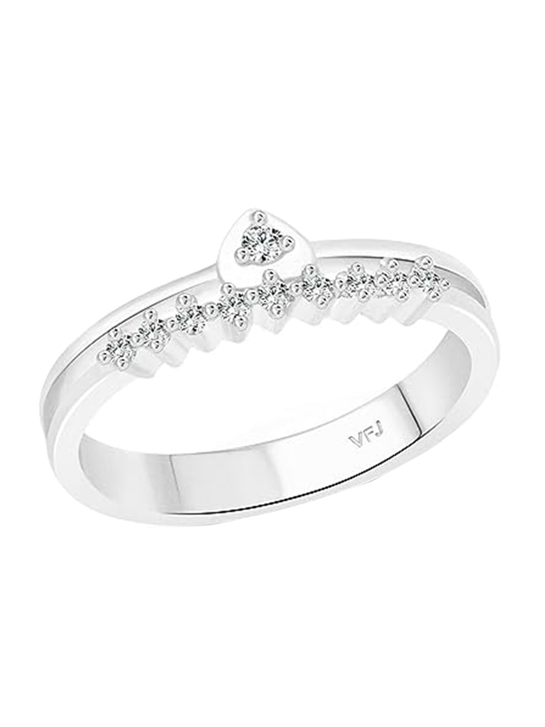 

Vighnaharta Rhodium-Plated Cubic Zirconia Studded Finger Ring, Silver