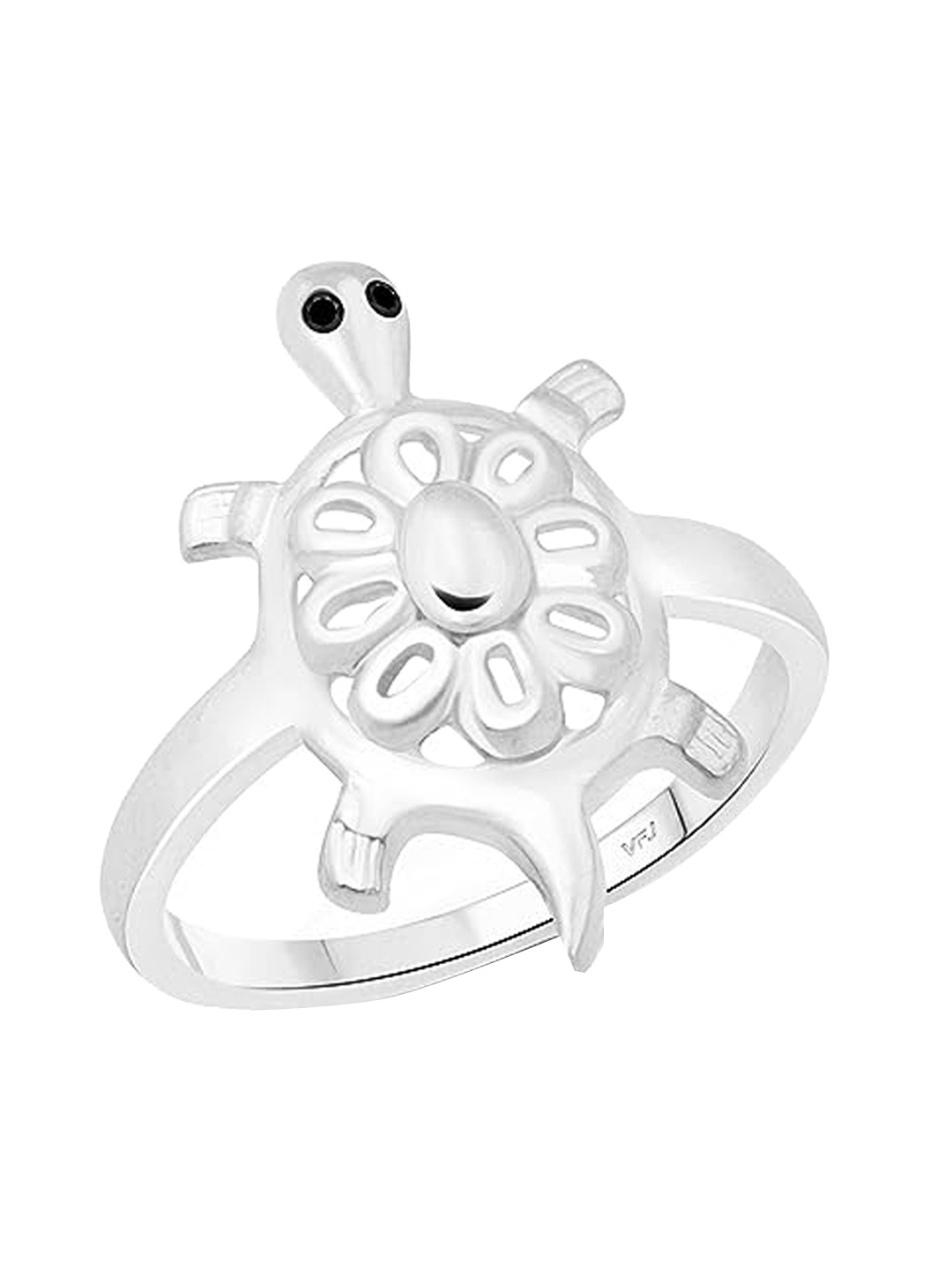 

Vighnaharta Rhodium-Plated Turtle Finger Ring, Silver