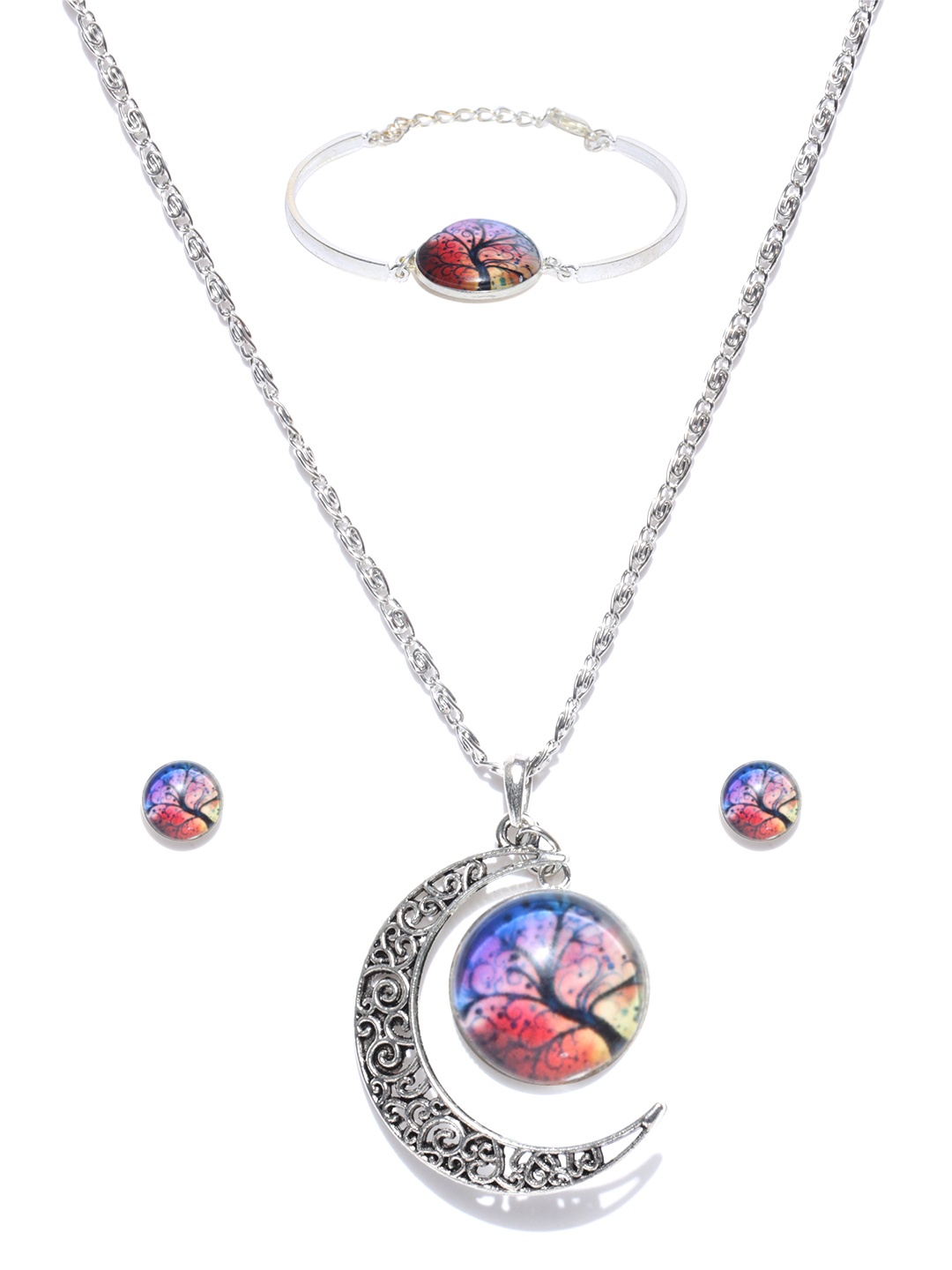 

Crunchy Fashion Multicoloured 3D Print Jewellery Set, Multi