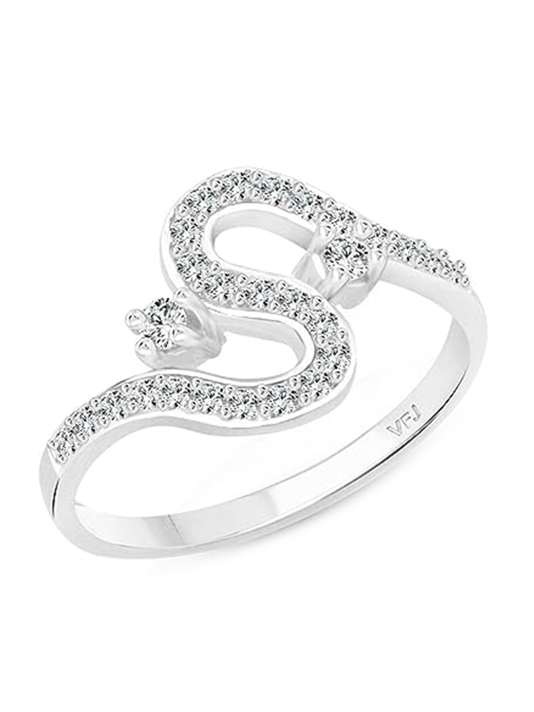 

Vighnaharta Rhodium-Plated Cubic Zirconia-Studded Finger Ring, Silver