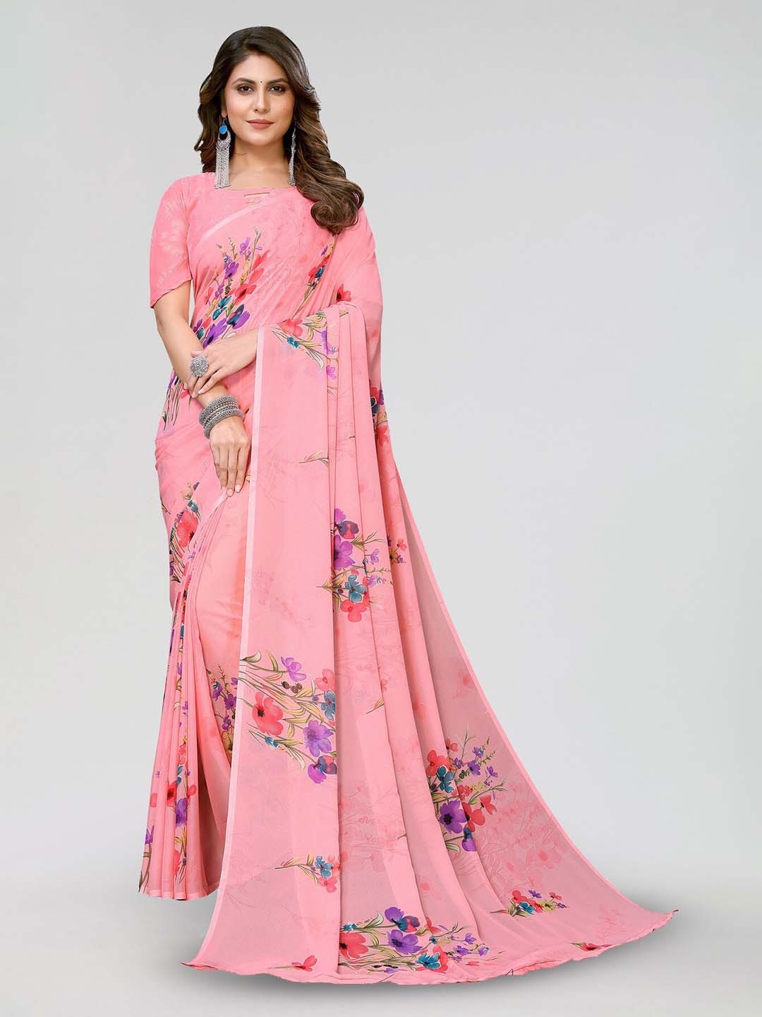 

KALINI Floral Printed Saree, Pink