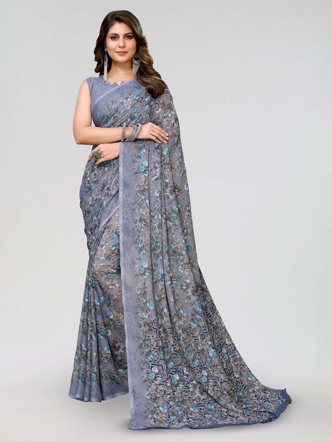 

KALINI Floral Printed Saree, Grey