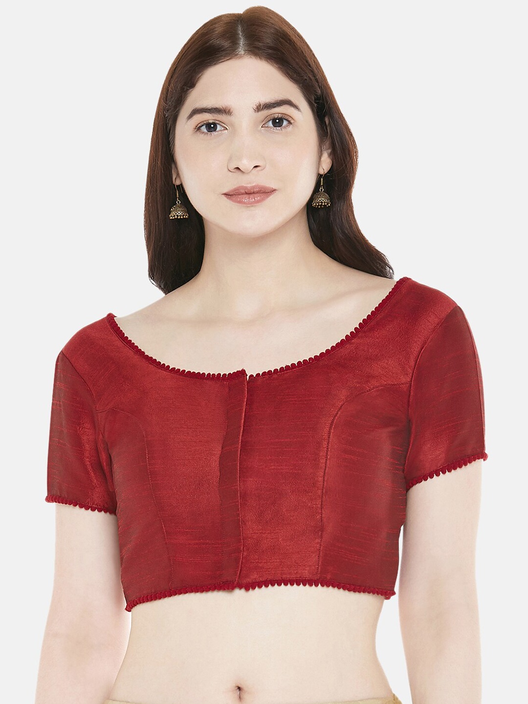 

Studio Shringaar Round Neck Padded Saree Blouse, Maroon