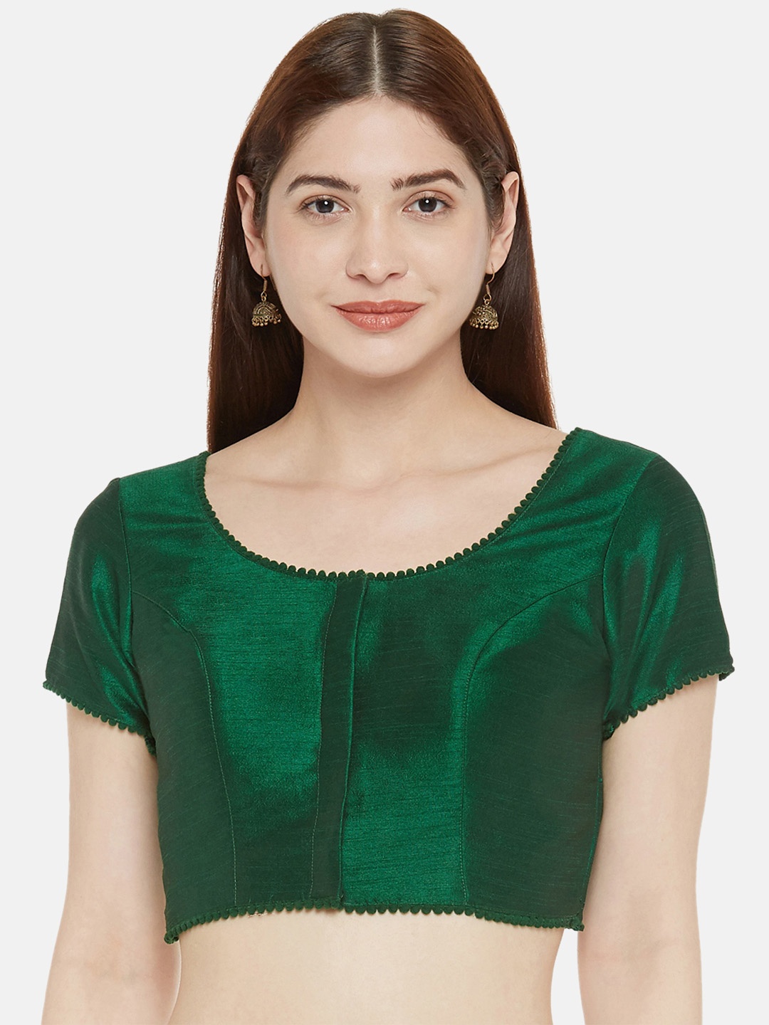 

Studio Shringaar Round Neck Padded Saree Blouse, Green