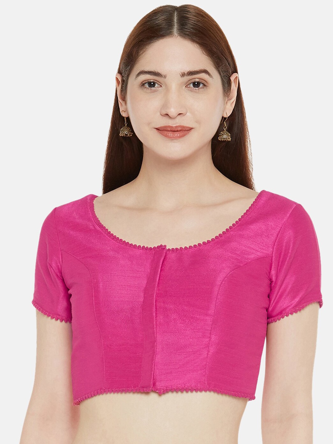 

Studio Shringaar Round Neck Padded Saree Blouse, Pink