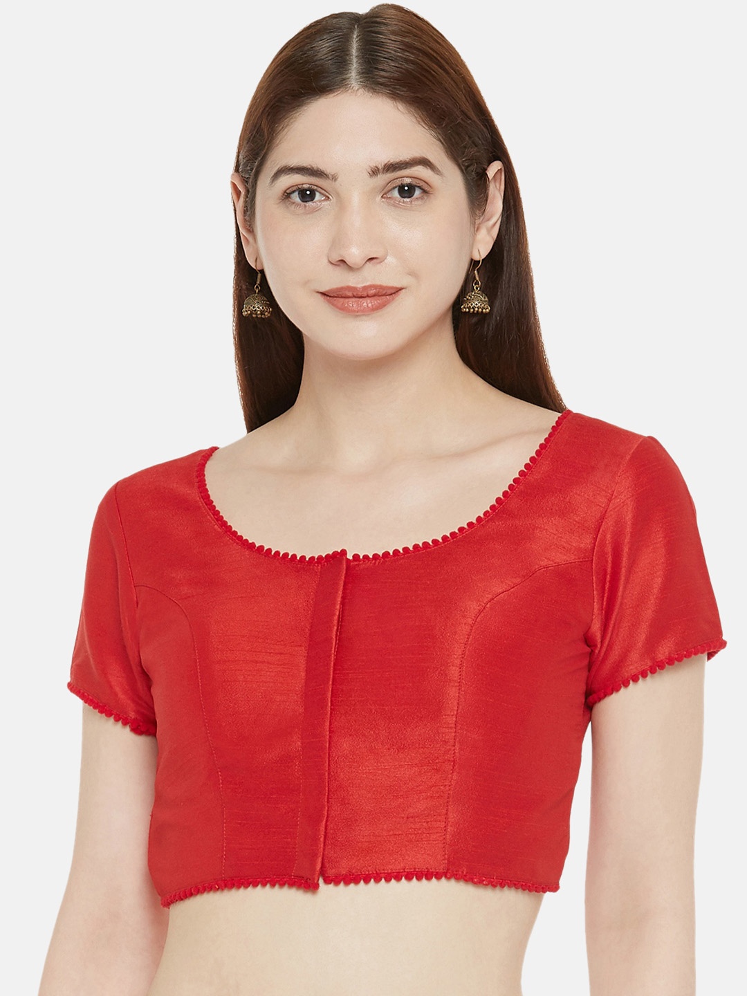 

Studio Shringaar Round Neck Padded Saree Blouse, Red