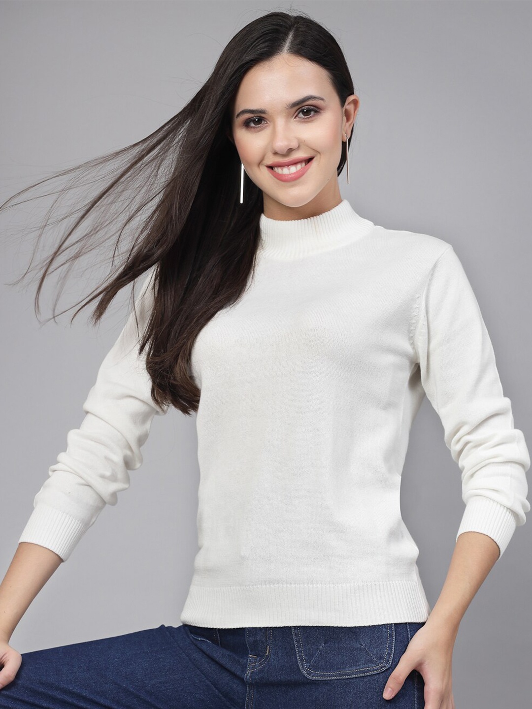 

Style Quotient Women Turtle Neck Cotton Pullover Sweater, Off white