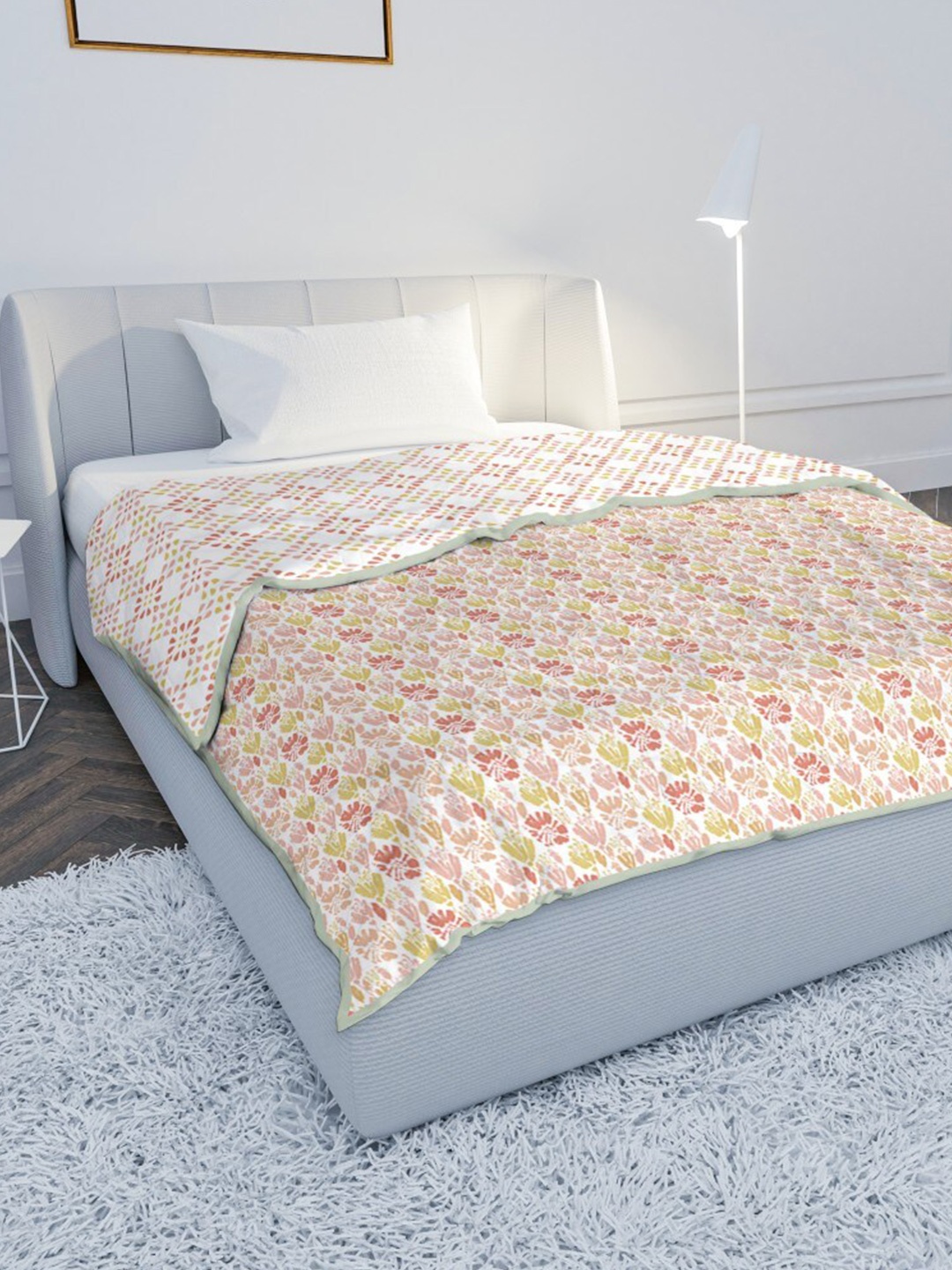 

MAYFAIR HOMES LONDON Pink Floral Cotton Mild Winter 150 GSM Reversible Single Bed Dohar