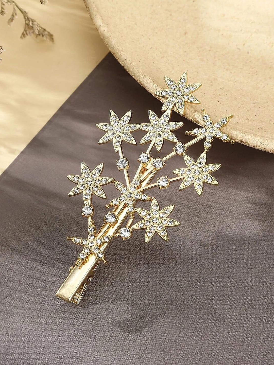 

ANNA CREATIONS 2Pcs Gold-Toned Embellished Star Bobby Pin