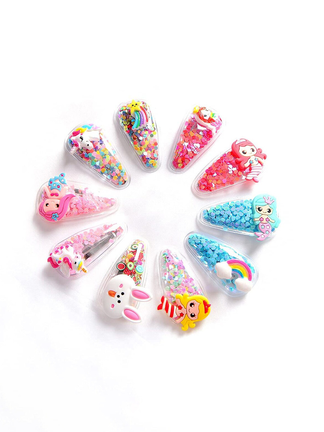 

ANNA CREATIONS Girls Girls Set of 10 Embellished Tic Tac Hair Clip, Pink