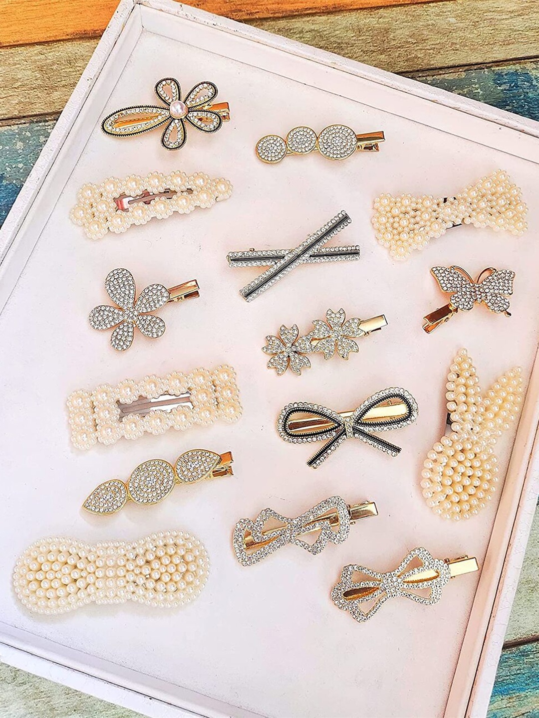 

ANNA CREATIONS Set of 24 Embellished Alligator Hair Clip, Gold